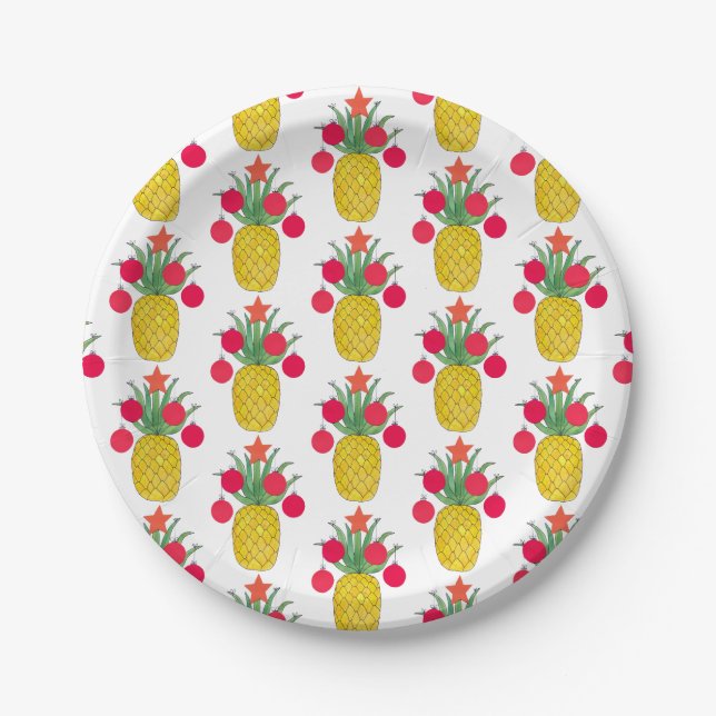 Tropische Weihnachtsfeiertage Ananas Pappteller (Vorderseite)