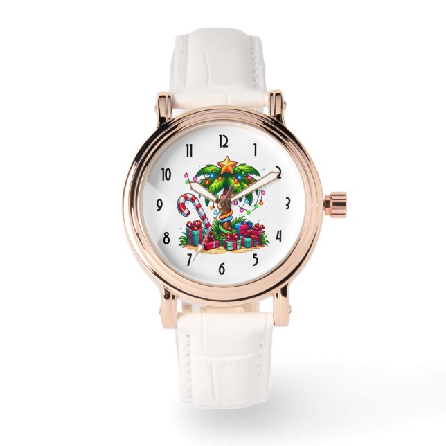 Tropische Weihnachtspalme Armbanduhr (Vorderseite)