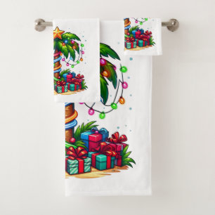 Tropische Weihnachtspalme Badhandtuch Set