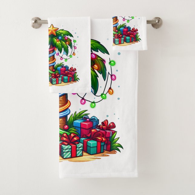 Tropische Weihnachtspalme Badhandtuch Set (Insitu)