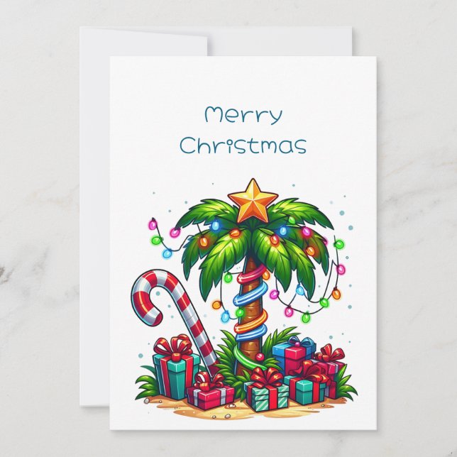 Tropische Weihnachtspalme Feiertagskarte (Vorderseite)