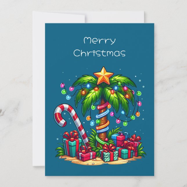 Tropische Weihnachtspalme Feiertagskarte (Vorderseite)