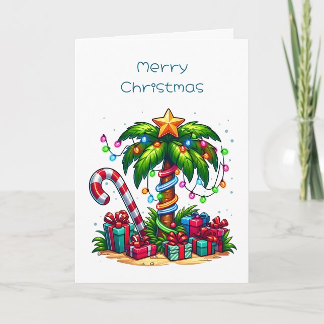 Tropische Weihnachtspalme Feiertagskarte (Vorderseite)