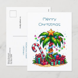 Tropische Weihnachtspalme Feiertagspostkarte