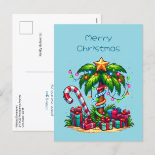 Tropische Weihnachtspalme Feiertagspostkarte