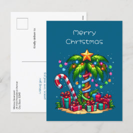 Tropische Weihnachtspalme Feiertagspostkarte
