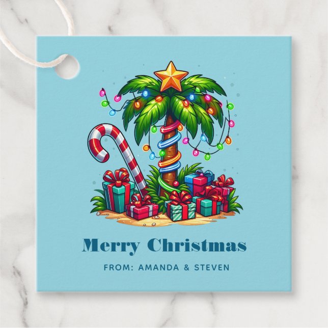 Tropische Weihnachtspalme Geschenkanhänger (Vorderseite)