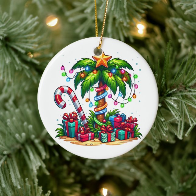 Tropische Weihnachtspalme Keramik Ornament (Baum)