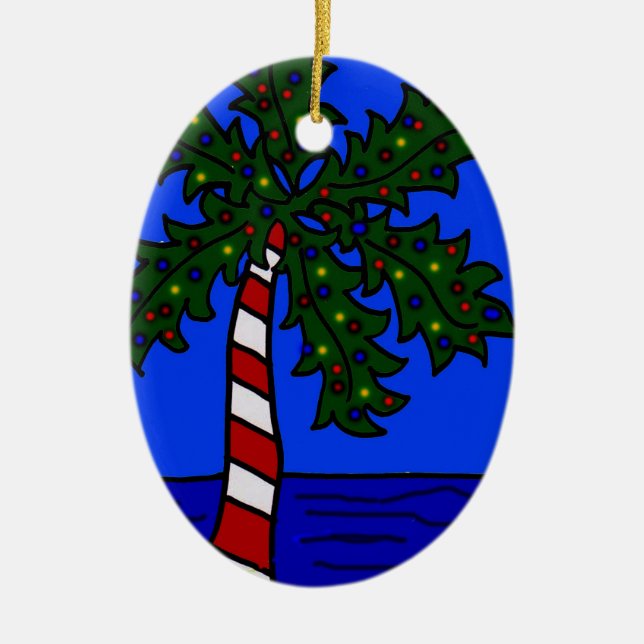 Tropische Weihnachtspalme Keramikornament (Vorne)
