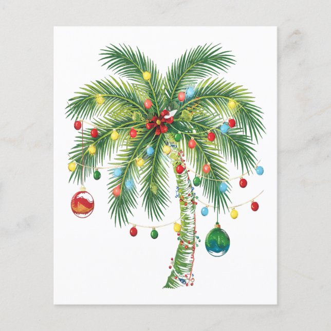Tropische Weihnachtspalme mit Lichtern und Ornam (Vorderseite)