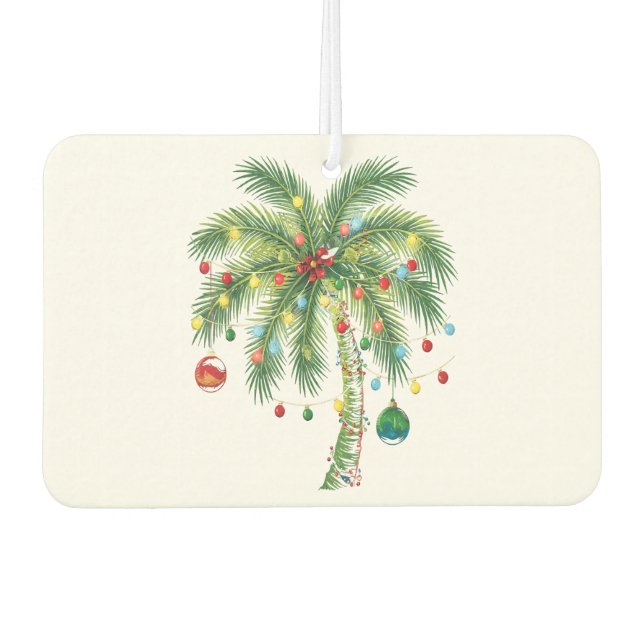 Tropische Weihnachtspalme mit Lichtern und Ornam Autolufterfrischer (Vorderseite)
