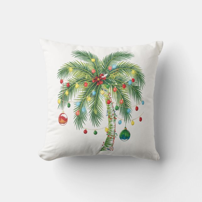Tropische Weihnachtspalme mit Lichtern und Ornam Kissen (Vorderseite)