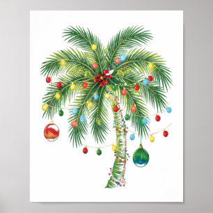 Tropische Weihnachtspalme mit Lichtern und Ornam Poster