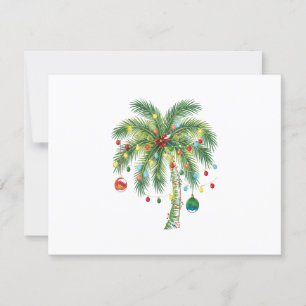 Tropische Weihnachtspalme mit Lichtern und Ornam RSVP Karte