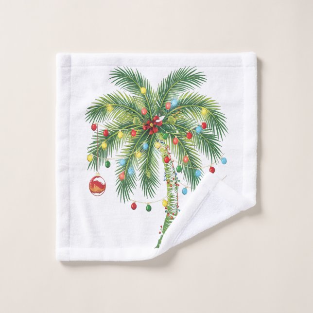 Tropische Weihnachtspalme mit Lichtern und Ornam Waschlappen (Waschlappen)