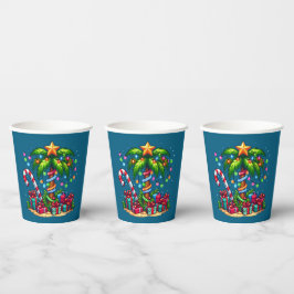 Tropische Weihnachtspalme Pappbecher