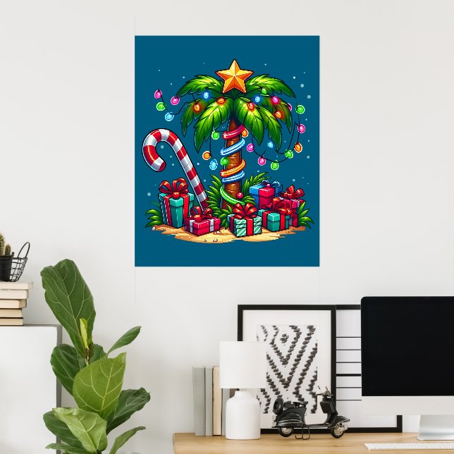Tropische Weihnachtspalme Poster (Heimbüro)