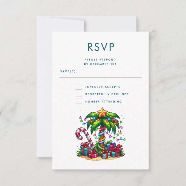 Tropische Weihnachtspalme RSVP Karte (Vorderseite)