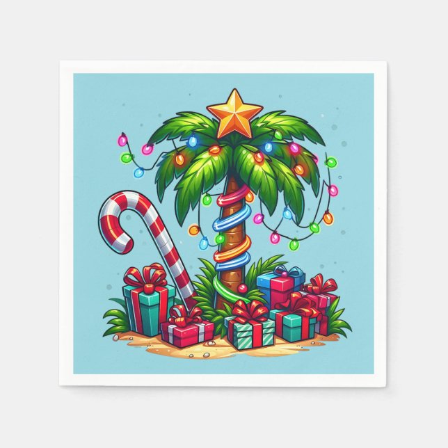 Tropische Weihnachtspalme Serviette (Vorderseite)