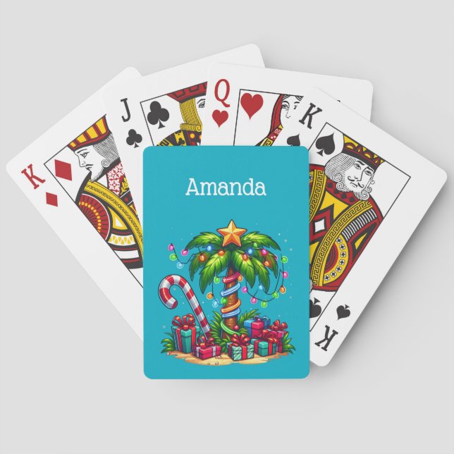 Tropische Weihnachtspalme Spielkarten (Rückseite)
