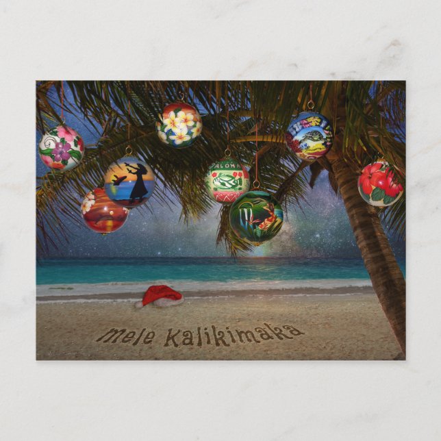 Tropische Weihnachtsschmuck Feiertagspostkarte (Vorderseite)