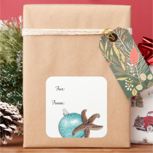 Tropische Weihnachtssternchen-Geschenkklammern Quadratischer Aufkleber