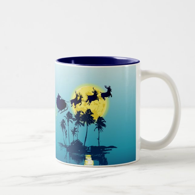 Tropische WeihnachtsTasse Zweifarbige Tasse (Rechts)