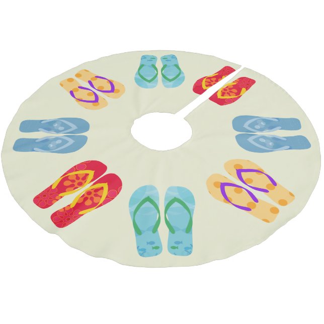 Tropische Weihnachtstrandsandalen Polyester Weihnachtsbaumdecke (Schrägansicht)