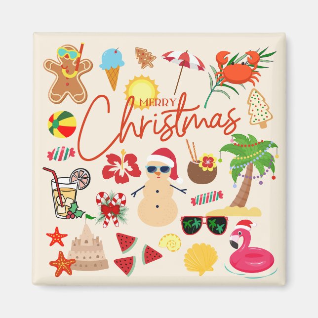 Tropische Weihnachtstür Magnet (Vorne)