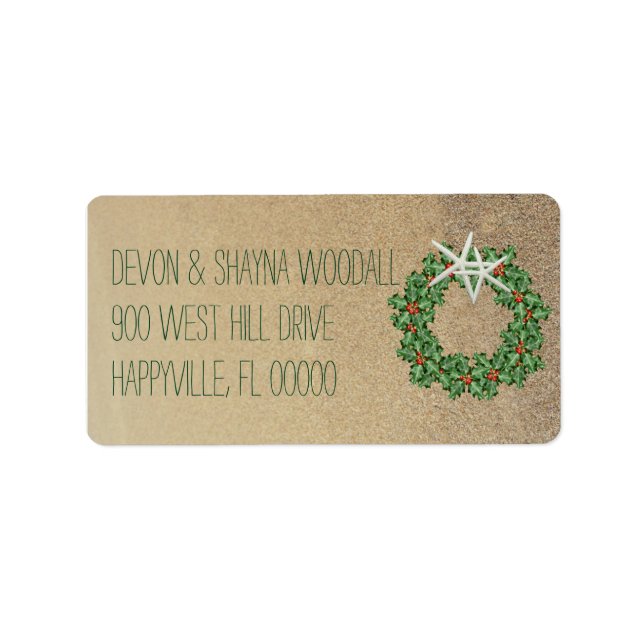Tropische Weihnachtswüste Starfish Rücksendeadress Adressaufkleber (Vorne)