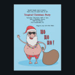 Tropische Weihnachtszeit-Party Einladung<br><div class="desc">Die perfekte tropische Weihnachtszeit-Party Einladung! Der blaue Hintergrund zeigt den Weihnachtsmann in seinem Anzug und Hut, der eine Blume Lei trägt, eine Sonnenbrille trägt und seinen Sack hält. Die Karte lässt sich leicht mit Ihrem Text, Schriftart, Schriftart, Papierform und der Auswahl von sechs Papiertypen anpassen. Nicht genau das, wonach Sie...</div>