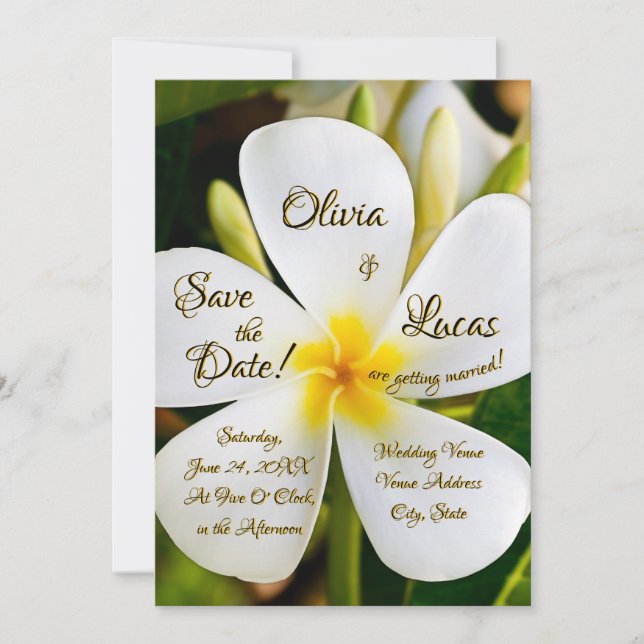 Tropische weiße Flora - Neuanfang - Hochzeit Einladung (Vorderseite)