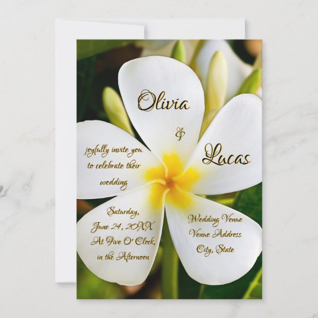 Tropische weiße Flora - Neuanfang - Hochzeit Einladung (Vorderseite)