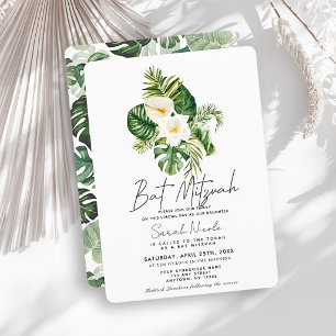 Tropische Weiße Hibiskus Botanische Bar Mitzwa Einladung
