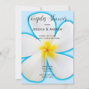 Tropische weiße Plumeria auf blau, blumenreich, Pa Einladung