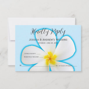 Tropische, weiße Plumeria auf blau, blumenreich, U Dankeskarte