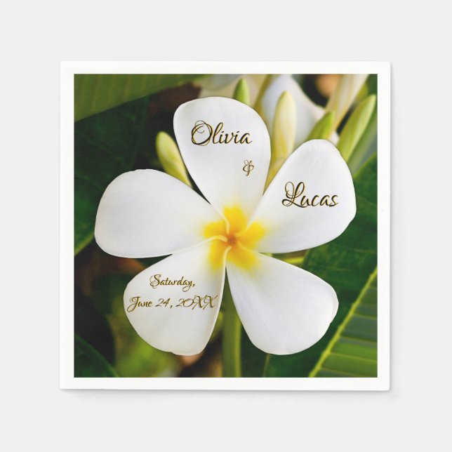 Tropische weiße Plumeria - Neuanfang - Hochzeit Serviette (Vorderseite)