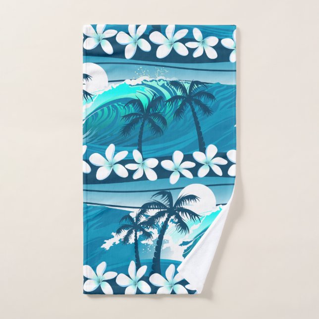 Tropische Welle mit Palmen Handtuch (Handtuch)