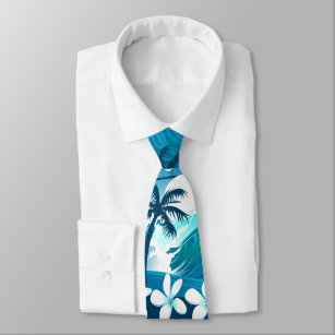 Tropische Welle mit Palmen Krawatte