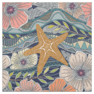 tropische Wellen Navy Stoff