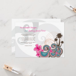 Tropische Wellen Rosa Hibiskus Hochzeit in Urlaubs Einladung