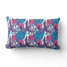 Tropische Wildblumen Blau Rosa Moderne Exotik