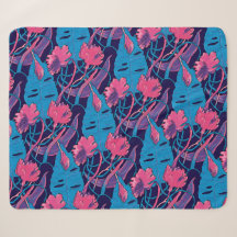 Tropische Wildblumen Blau Rosa Moderne Exotische