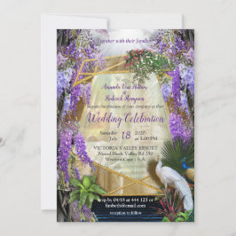Tropische Wisteria Blume & große bunte Vögel I Einladung