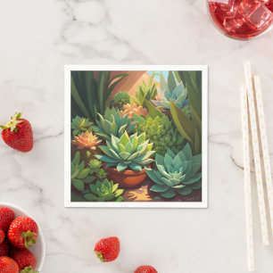 Tropische Wüste Sukkulärer Garten Serviette