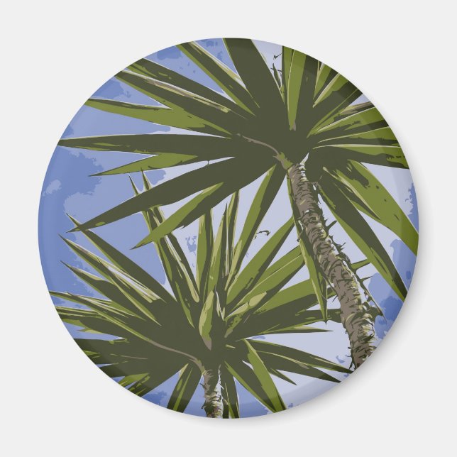 Tropische Yucca-Palmenblätter Malerei Effekt Foto Magnet (Vorne)