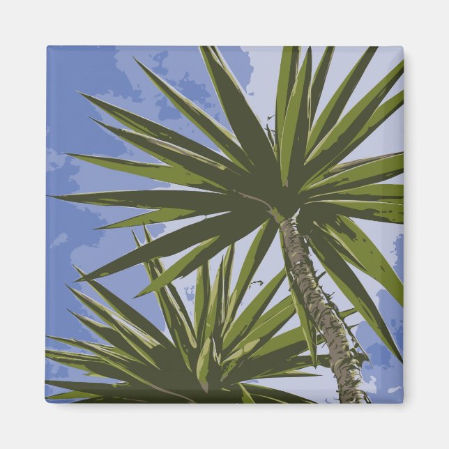 Tropische Yucca-Palmenblätter Malerei Effekt Foto Magnet (Vorne)