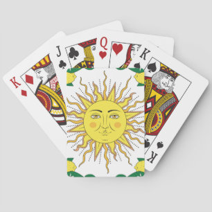 Tropische Zitronenfrüchte, Sonnen-Gesicht. Spielkarten