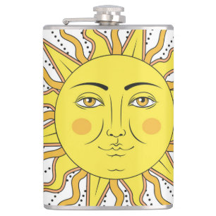 Tropische Zitronenfrüchte, Sonnengesicht. Flachmann
