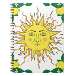 Tropische Zitronenfrüchte, Sonnengesicht. Notizblock